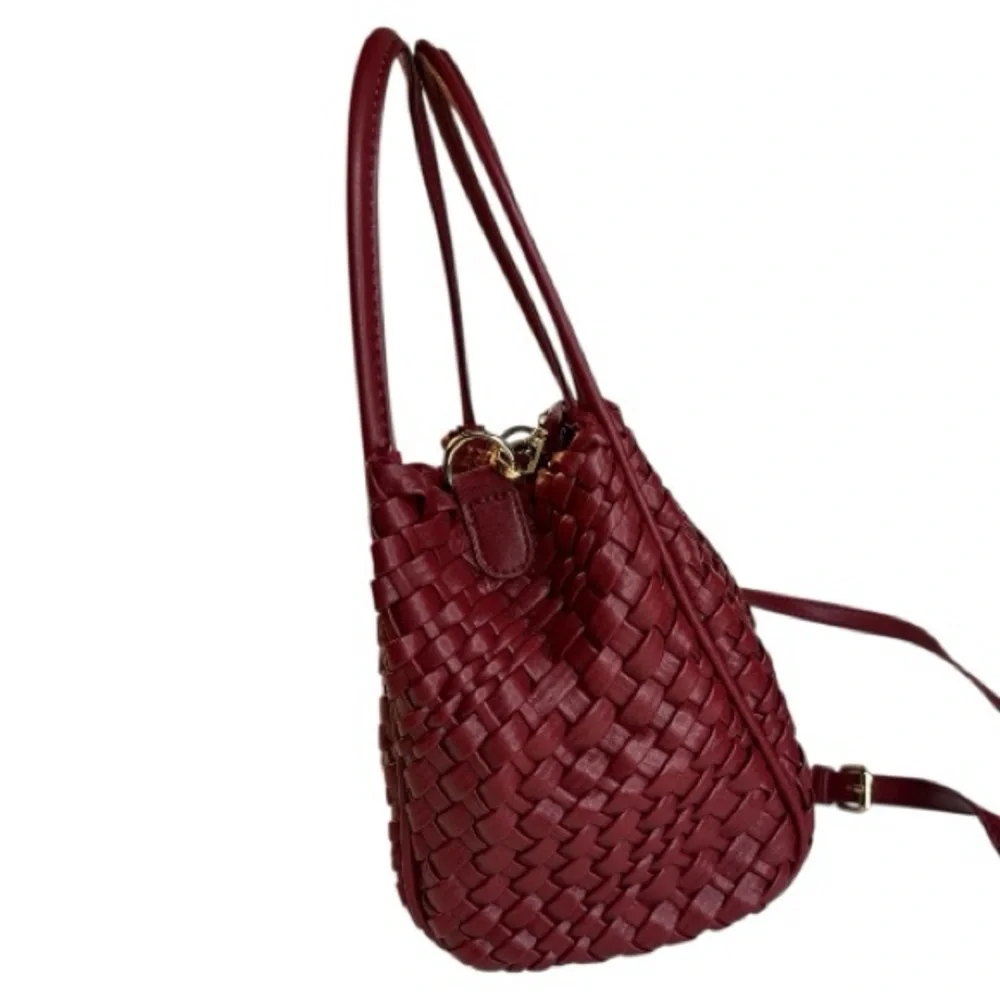 Anthropologie Hollace Woven Mini Tote Mauve Red NWOT - Picture 4 of 16